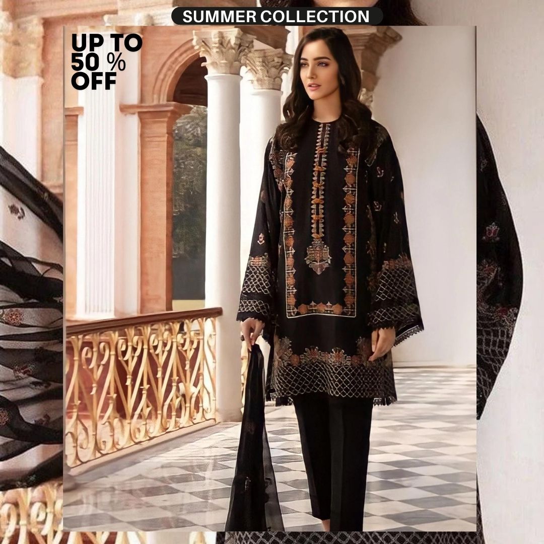 Lawn unstitched 3pc heavy embroidered suit