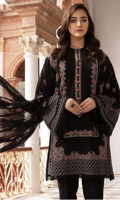 Lawn unstitched 3pc heavy embroidered suit