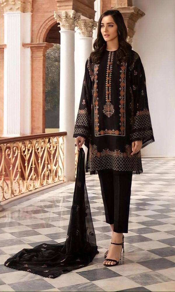 Lawn unstitched 3pc heavy embroidered suit