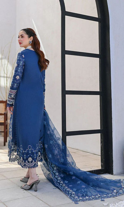 Lawn 3pc unstitched heavy embroidered suit with embroidered dupatta