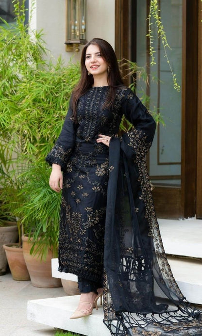 Nisa lawn 3pc unstitched heavy embroidered suit